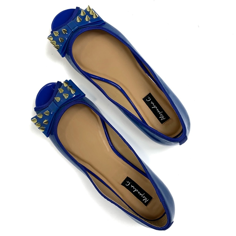 4/$25  Alejandra G. peep toe studded flats.